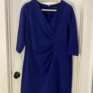 Tahari Ruched Sheath Dress - 14W - Blue